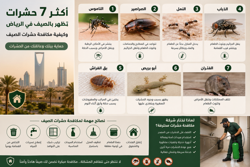 أكثر 7 حشرات تظهر بالصيف في الرياض كيفيه مكافحة حشرات الصيف