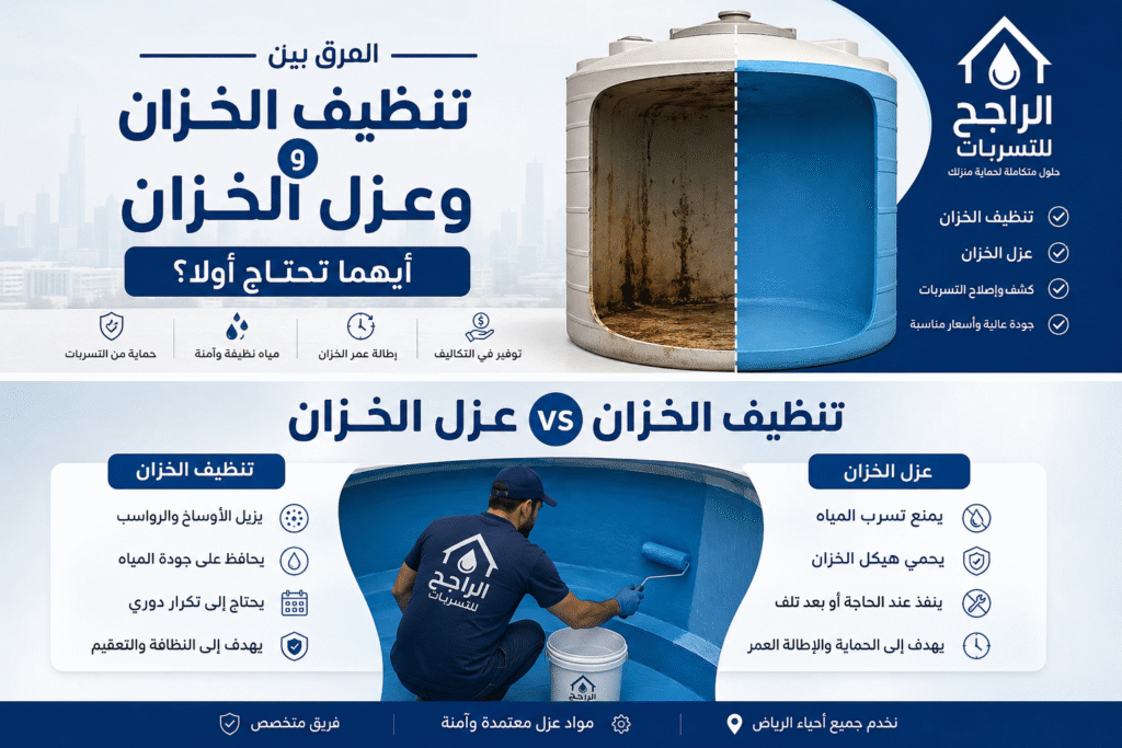 الفرق بين تنظيف الخزان وعزل الخزان